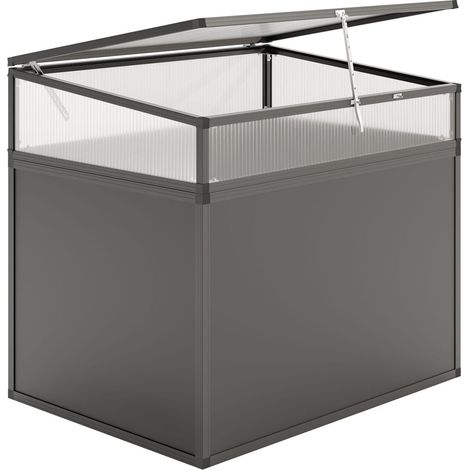 KGT Frühbeet Zubehör Frühbeetaufsatz 91x121 cm Aluminium 6mm Hohlkammerplatten anthrazit-grau (1/3)