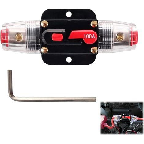 Disjoncteur Interrupteur 50A, 12V à 24V avec Bouton Réinitialisation Manuelle, Sécurité Audio Disjoncteur Interrupteur, Vidéo Voiture, Marine, Boat, RV, Système Protection Fusible (1/5)