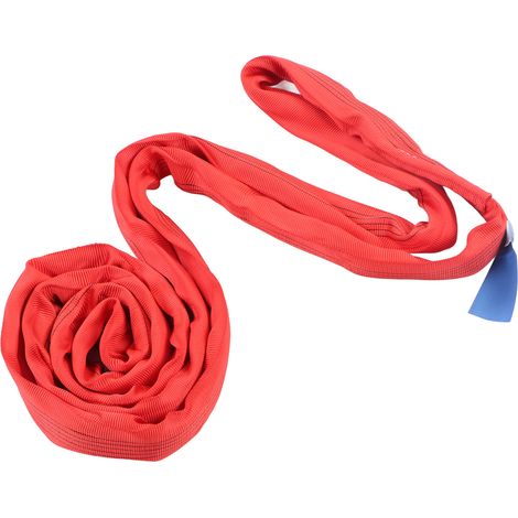 5T 2M Hebegurt, flexibel, verstärkt, mit Doppelösenschnalle, Polyester, Kranseil, rot (1/5)