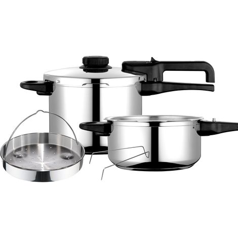 FAGOR DUAL Xpress 6/4 Olla a Presión 6 + 4 Litros, Inducción, Express Super Rápida, Acero Inox. 18/10, Todas Cocinas  Plata (1/5)