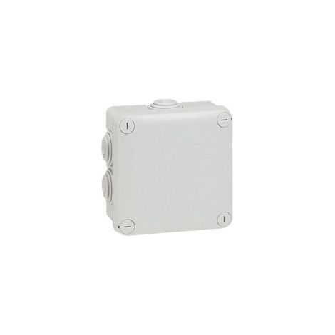 Legrand – Boîte de dérivation carrée 105x105x55mm – Indice de protection IP55 – Résistance aux chocs IK07 – 7 embouts pour câbles Ø4 à Ø20mm