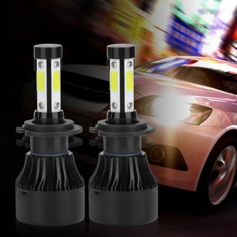phare 6500K 2pcs véhicule X7-COB 6500K H7 phare LED haute avant ampoule en aluminium ABS (1/4)