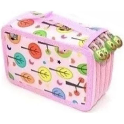 Grande trousse à crayons rose cartoon 4 niveaux 72 compartiments résistante aux chocs en tissu Oxford sac à crayons pour école bureau voyage (1/5)