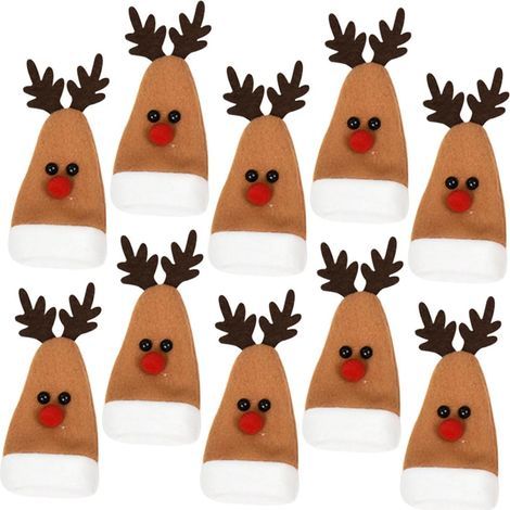 Reindeer Design Wine Bottle Stoppers and Christmas Hat (1/5)