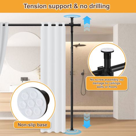 Wolketon Asta per tende verticali 1.22-3.05 m Regolabile in altezza larghezza 70-177 cm 3 aste Nero