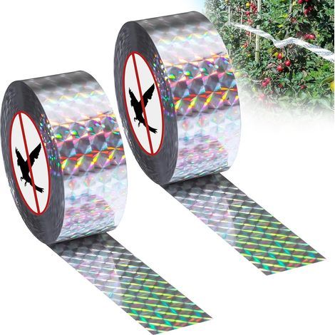 2 Rouleaux Ruban Repulsif pour Oiseaux, 80m x 2,4cm Anti Oiseaux Bande, Ruban Réfléchissant pour Oiseaux, Ruban Répulsif Double Face pour Protéger Maisons, Jardins et Cours (1/5)