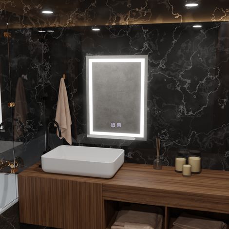 Miroir LED Rectangulaire 45x60 Radiante Touch Desembuage Gradable (1/4)