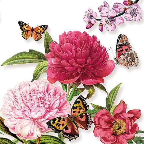 Lote de 20 Servilletas de Papel 33 x 33 cm - Peonías - Ambiente
