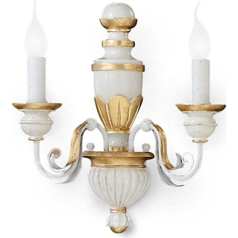 Ideal Lux Firenze - Lámpara de pared con vela de interior de 2 luces Dorado, Marfil, E14