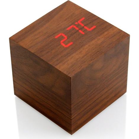 Sveglia digitale, sveglia in legno con display più luminoso, orologio a LED per camera da letto, piccolo orologio digitale con USB, LED e caricabatterie, forma quadrata con dimensioni compatibili a... (1/3)