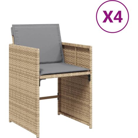 Maison Exclusive - Gartenstühle mit Kissen 4 Stk. Beigemischung P