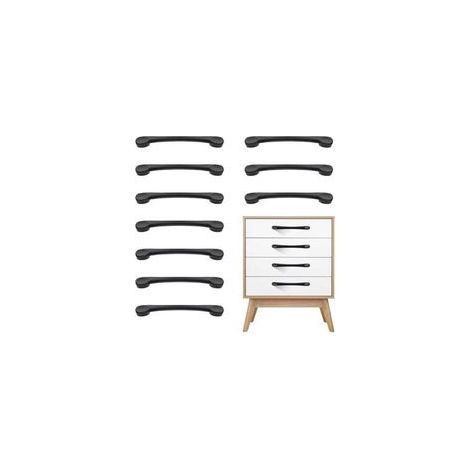 Tiradores para armarios de cocina, tiradores para muebles, 10 unidades, negros, tiradores metálicos inoxidables para puertas de armarios y cajones (distancia entre orificios de 96 mm) - Crezuo (1/4)