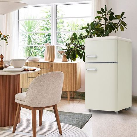 Réfrigérateur supérieur et inférieur à double porte, volume total 72 litres, LED, Blanc, 50x51x95,8cm (1/5)