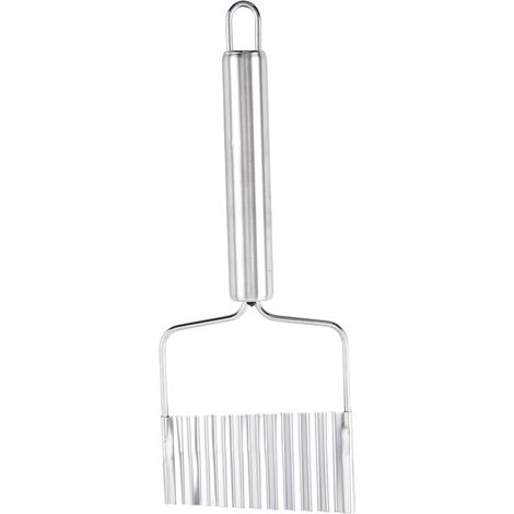 Coupe-frites professionnel à lame ondulée pour frites ou légumes, manche ovale, verre de suspension, acier inoxydable, 23 x 8 cm - Argent