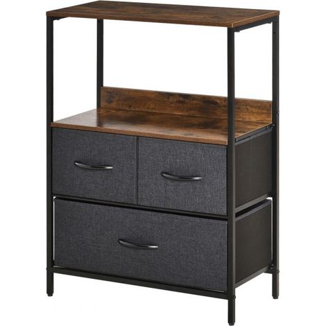 EASYCOMFORT Mobile Cassettiera Multiuso con 3 Cassetti in Tessuto, 58x29x81.5cm, Marrone