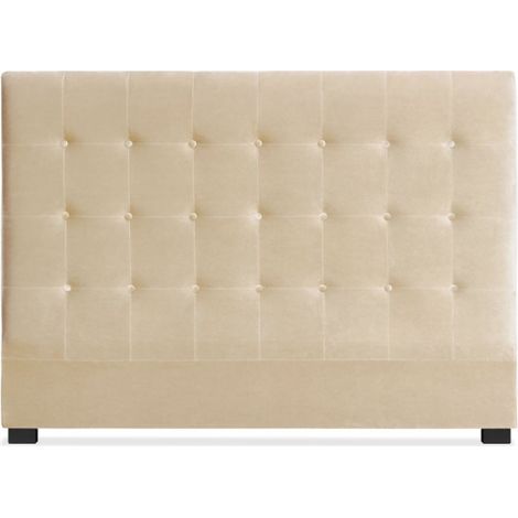 Tête de Lit Capitonnée en Velours "Amor" 160cm Beige (1/2)