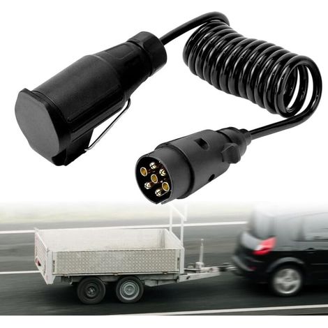 Cavo di prolunga per rimorchio, cavo per rimorchio da 2 m, cavo di prolunga a spirale a 7 pin, cavo adattatore da 12 V, cavo di prolunga per rimorchio per auto, roulotte, camion, trattori (1/5)