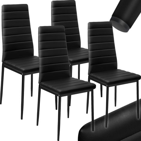 Ensemble 4 chaises de salle à manger cuir synthétique ergonomique noir (1/8)