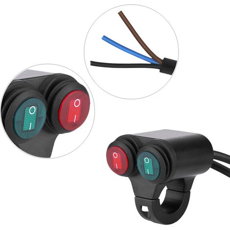 Interrupteur universel moto 22mm double bouton pour phare, frein, feux antibrouillard et klaxon - Modèle D (1/5)