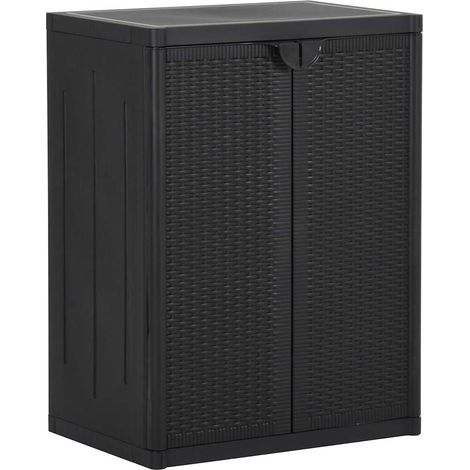 Gartenschrank Schwarz 65x45x88 cm PP Rattan-Optik (1/5)