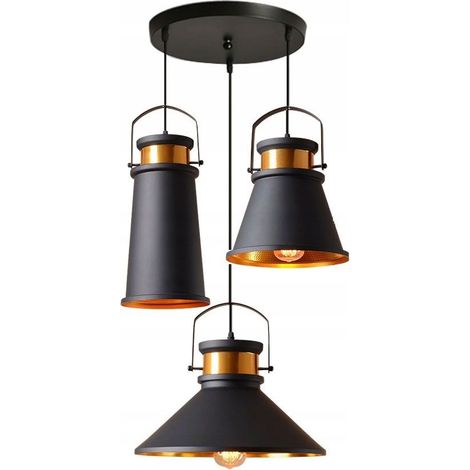 Pendant Lamp TOOLIGHT APP177-3CP ASTI ABC KIT DE 3 LAMPES Black Rose-Gold LARGEUR 25 cm E27 (1/5)