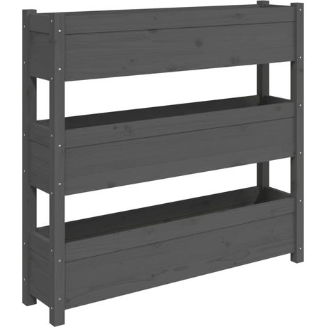 Vassoio per fioriera aiuola rialzata piante fiori terrazza giardino 112 x 25 x 104,5 cm legno massello di pino grigio 020037395