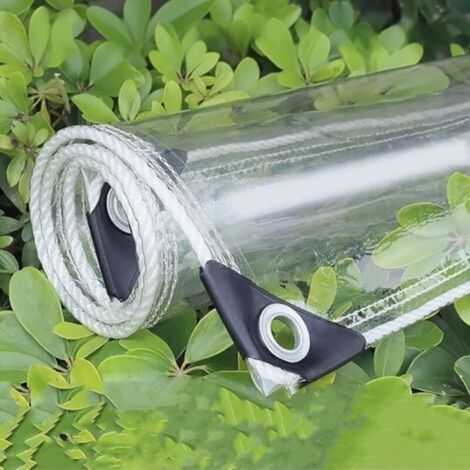(Couleur : Clair, Taille : 1.8x2m/5.9x6.5ft) Bâche Transparente Imperméable, Bâche en Plastique avec œIllets, Rideaux Imperméables Exterieur Couverture pour Jardins Terrasses Balcons Pergola (1/5)