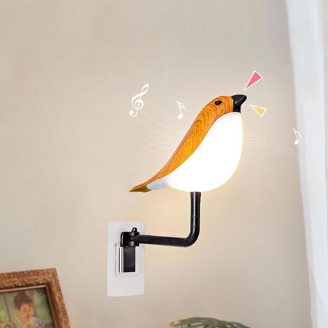Lampe de bureau en forme d'oiseau, rechargeable par USB, avec effets sonores, veilleuse de chambre, livrée avec télécommande. (1/4)