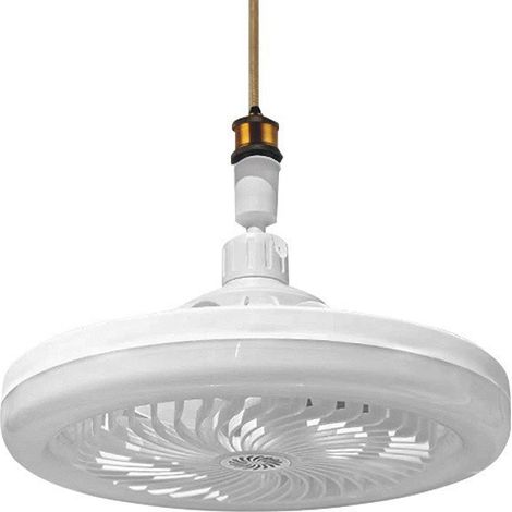 Ventilateur de Plafond avec Lumière E27 – Télécommande Intégrée – Silencieux pour Salon et Chambre – LED Intégré – Installation Facile sur Douille Existante (1/3)