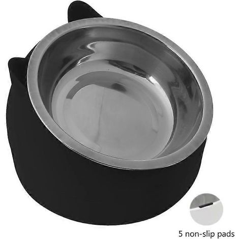Bol en acier inoxydable pour chien et chat, 15° incliné, antidérapant, récipient pour animaux, gamelle pratique et stable.