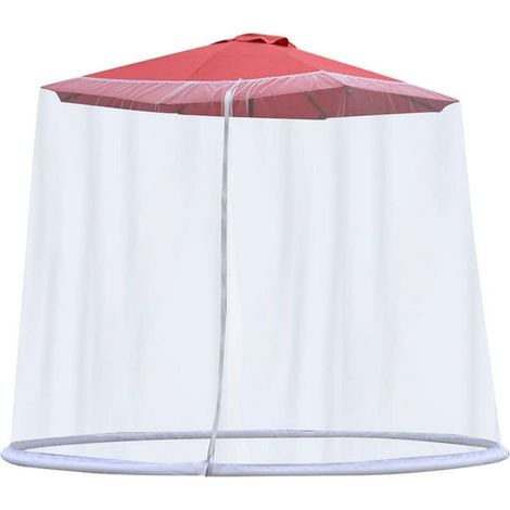 Moustiquaire pour parasol Exnemel 300 x 230 cm blanche, voile d'ombrage jardin, protection moustiques pour terrasse (1/5)