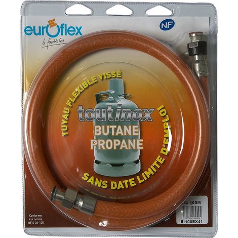 Flexible Inox Propane/Butane - écrou 20x150 / écrou 1/2" - Longueur 1m
