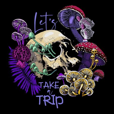 Tela decorativa para exteriores Oxford con estampado de calaveras y setas. (1/5)