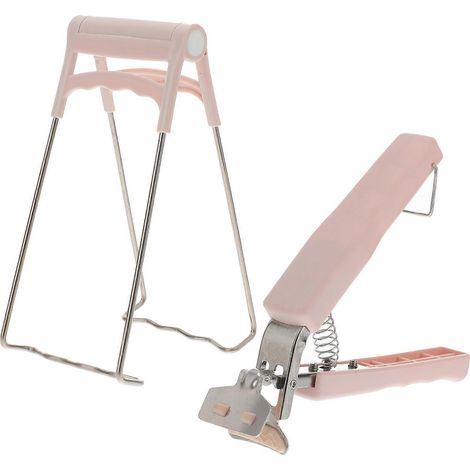 Pince anti-brûlure en acier inoxydable pour bols, outil de cuisine compatible, 1 ensemble rose (1/5)