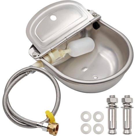Abreuvoirs Abreuvoir à BéTail Automatique 5 en 1 Inoxydable Abreuvoir à Bovins avec 1 Vanne à Flotteur 1 Tuyau Rraided et 2 Vis D'Expansion Abreuvoir pour Chevaux Cheval Chien (1/5)