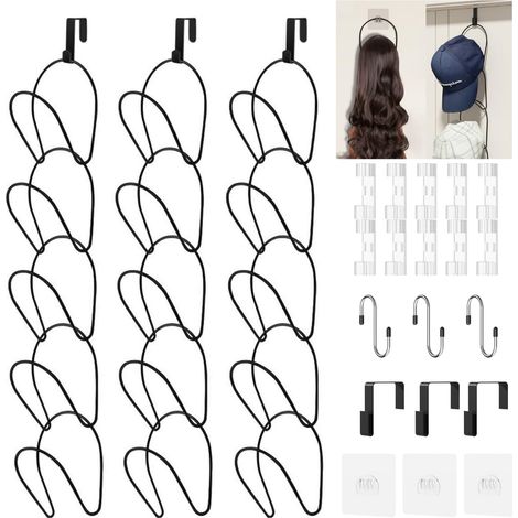 Lot de 15 supports de rangement à suspendre pour casquettes de baseball, écharpes, sacs à main, serviettes, vêtements, cravates, au-dessus d'une porte, fixation murale avec crochet (1/5)