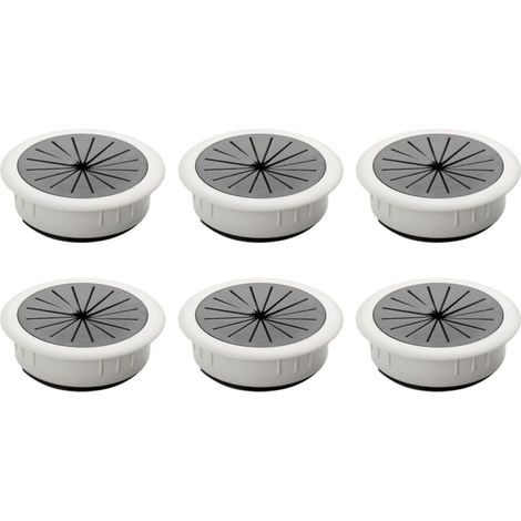 6 Pièces Passe-câble de Bureau Rond 60mm en Abs Blanc pour PC Cache-trou à Couvercle Amovible, Résistant à L’usure, pour Équipement de Bureau (1/5)