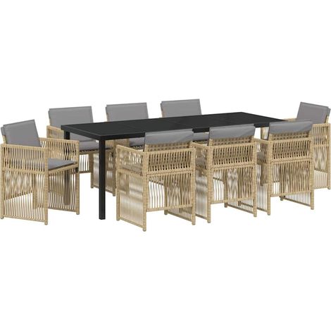 Maison Exclusive - Set da Pranzo per Giardino 9 pcs Beige