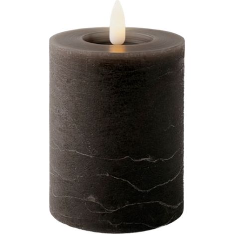 Candela di cera LED grigia ø2,20 x 24,50 cm, 2 unità (1/2)