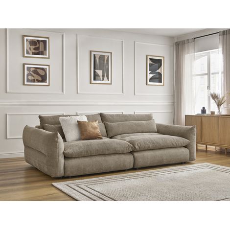 Bobochic – Canapé droit fixe 3 places – Tissu texturé 100% polyester – Longueur 276 cm – Largeur 140 cm – Hauteur 86 cm – Charge max 300 kg (1/5)