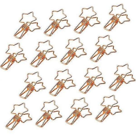 Lot de 16 pinces à linge métalliques pour tableau d'affichage, porte-photos, support de table, pinces à linge, porte-noms, porte-photos. (1/5)