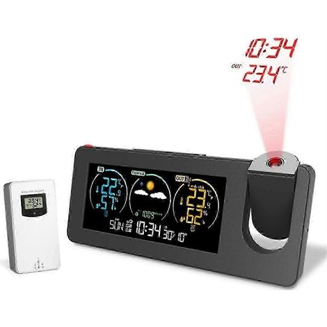 ZX3538 Nouvelle station météo électronique à projection avec prévisions météo, température et humidité, réveil numérique - JC (1/5)