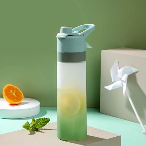Gobelet en plastique portable avec paille pour enfant, tasse de voyage avec fonction pulvérisation, gobelet d'extérieur vert (1/5)