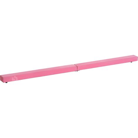 Poutre d'équilibre pliable antidérapante – Revêtement daim, bois robuste, 210 x 10 x 6,5 cm, rose (1/5)
