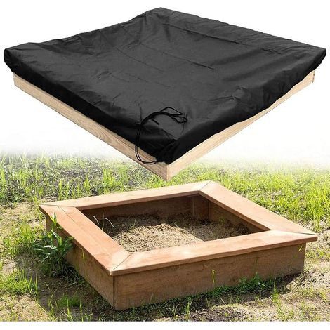 Couverture de bac à Sable Anti-poussière avec Cordon de Serrage,bache carrée en Tissu Oxford pour bac à Sable,Piscine,Jardin ou Ferme(Noir,120×120cm) GROOFOO (1/4)