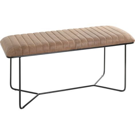 Banc en Cuir Design "Linor" 100cm Marron & Noir (1/5)