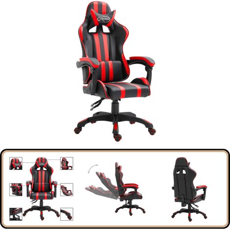 Chaise de jeu Rouge Similicuir - Fauteuil Gaming - Chaise Gamer - Chaise De Jeu - Fauteuil De Jeu - Confortable (1/5)