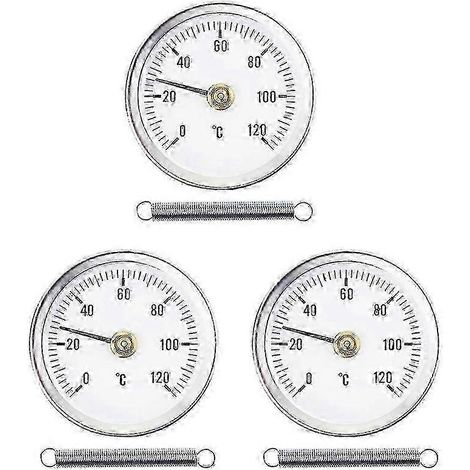 Lot de 3 thermomètres bimétalliques en acier inoxydable pour tuyaux d'eau chaude, 63 mm, pour une surveillance précise de la température. Référence : g20241567208 2025 (1/4)