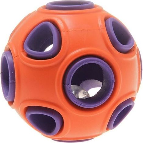 Balle LED violette Rolin Roly de 8 cm pour chien, balle interactive rebondissante et lumineuse avec élastique clignotant, balle brillante. (1/5)