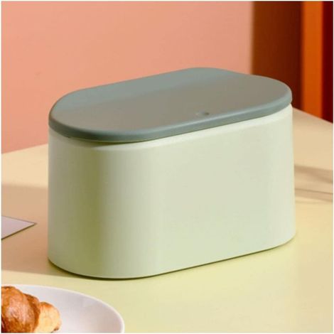 Mini cestino rettangolare da scrivania con coperchio, adatto a spazi ristretti, cestino per la camera da letto, verde. (1/5)